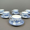 6 Tasses café - thé anglais à fleurs bleu & blanc
