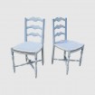 Paire de chaises anciennes relookées gris & bleu clair