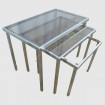 3 aluminium & smoked glass nesting tables 1970