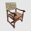 Louis XIII armchair with upholstered backrest & cane seat