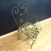 Chaise - fauteuil ancien en fer forgé vert