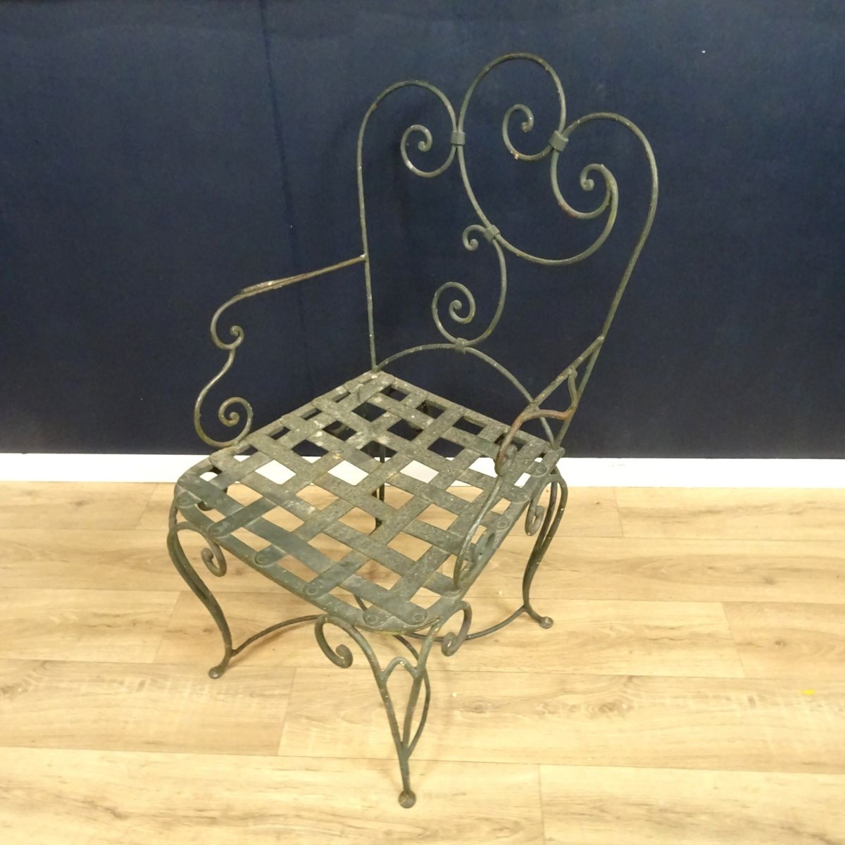 Chair - antique green wrought iron armchair - Le palais des bricoles