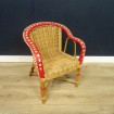 Vintage wicker rattan & scoubidou children's chair