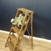Small antique and folding wooden stepladder 5 steps