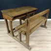 Old wooden double school desk desk