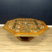 Very large coffee table with marble & wood marquetry