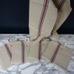5 Antique tea towels new red & green bed sheets 1960