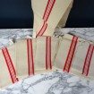 6 New antique tea towels with red strips 1960