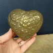 Brass box in the shape of a heart with flowers in embossed design