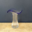 Blown glass vase with blue border