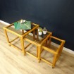 3 Vintage Nesting coffee tables in bamboo rattan & smoked glass