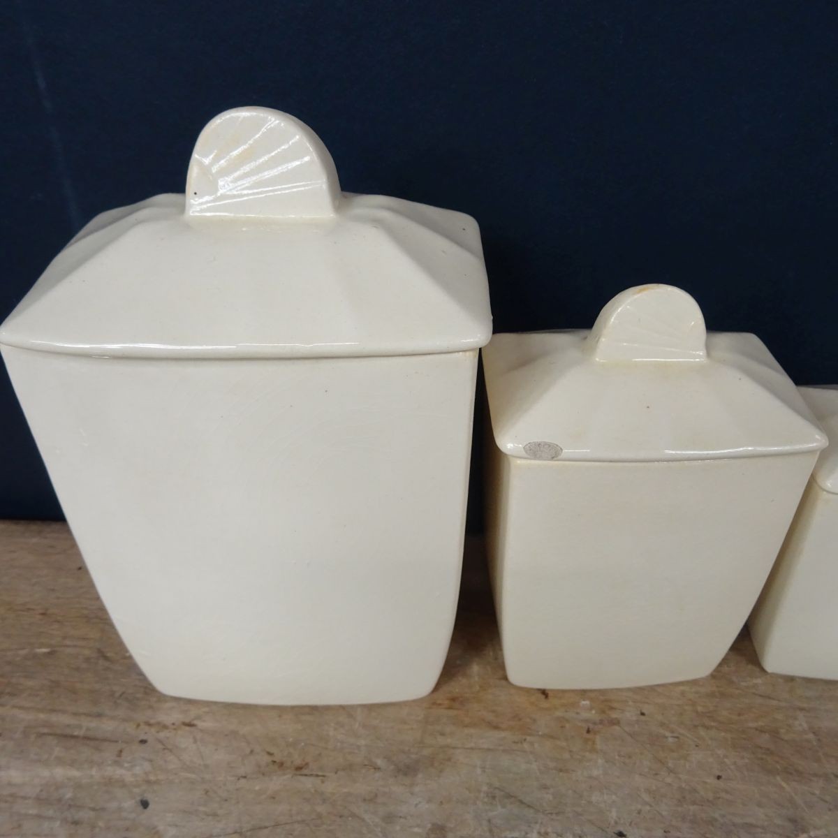 Série de 5 anciens pots à épices en faïence-pots de cuisine