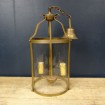 Round 2-light glazed brass chandelier