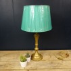 Large gilded brass candelabra lamp base with shade