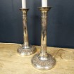 Pair of electrified candleholders in silver plated metal with Louis XVI lining