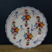 Round hand painted & glazed earthenware dish "Bouquets de fleurs"