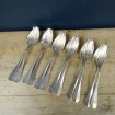 6 Small forks and spoons for desserts, silver plated metal, single flat