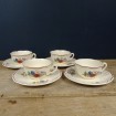 4 Antique earthenware tea cups SARREGUEMINES "Agreste" model