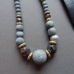 B11 - Collier ancien à perles en pierre naturelle « ponce »