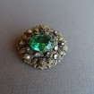 B106 - Gold plated Napoleon III fancy brooch with strass & emerald
