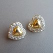 B127 - Pair of gold metal "Heart" Vintage clip earrings