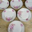 6 LIMOGES porcelain silver & flower dessert plates