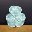 Sculpture "Pansy" in turquoise blue glazed terracotta