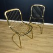 2 Gold metal & leather chairs by Willy Rizzo for Cidue Italy 1970s