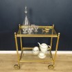 Baguès style trolley with removable trays in gold and glass