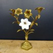 Rare church candlestick with Lilies in bronze & opaline 19th C