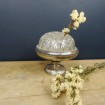 Large flower holder REIMS glass & silver metal frame