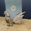 Petite sculpture "Coq" en métal argenté
