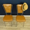 Paire de chaises Vintage en skaï marron 1960