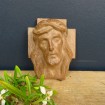 Sculpture sur bois, Visage du Christ signée MORLET