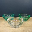 Green oval moulded crystal ashtray