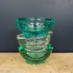 Blue-green oval moulded crystal ashtray