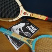 Pair of antique wooden tennis rackets
