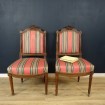Pair of Louis XVI chairs with pink & mint stripes