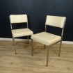 Pair of 1970 VINCO modernist chairs alu & cream skai