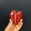 Large red & white heart paperweight MURANO