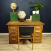 Large wooden desk with double column of drawers 1940 - 50