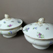 Pair of old vegetable gardeners in porcelain with flowers and gilding