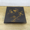 Black lacquered wooden box with Japanese bird