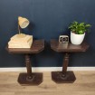 Pair of Louis XIII style bedside tables with column