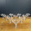 10 Glass champagne glasses with interlacing decoration