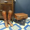 Pair of antique leather military riding boots WWI
