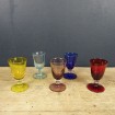 5 Small coloured stemmed glasses for aperitif or digestif