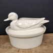 Large white porcelain terrine, duck shape
