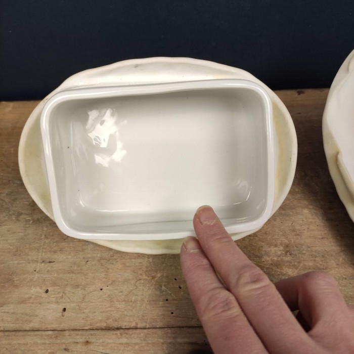 Plat à terrine en porcelaine blanche en forme de faisan, format