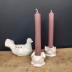 Pair of white porcelain Roses & Birds candle holders France